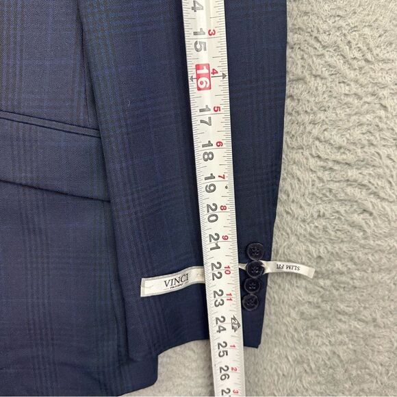 Vinci Philosophy Blazer Mens 38R Blue Plaid 2 Button Business Casual Wedding NEW - Picture 11 of 16